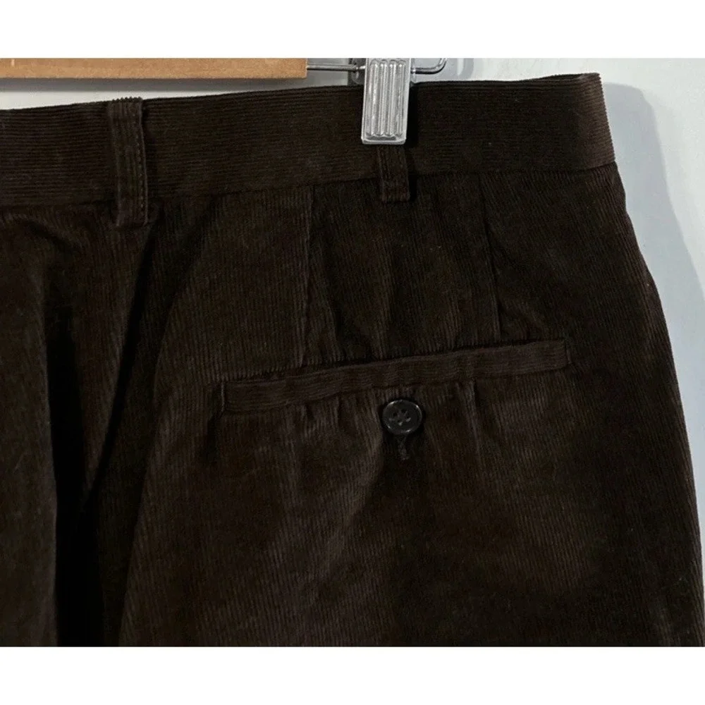 Mens Lauren Ralph Lauren Corduroy Pants Brown Flat Front Straight Leg 36